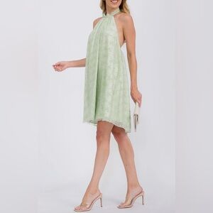 Elegant Green Halter Dress